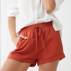 Rust Drawstring Cuffed Shorts